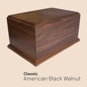 Australian handmade timber cremation urn in American Black Walnut