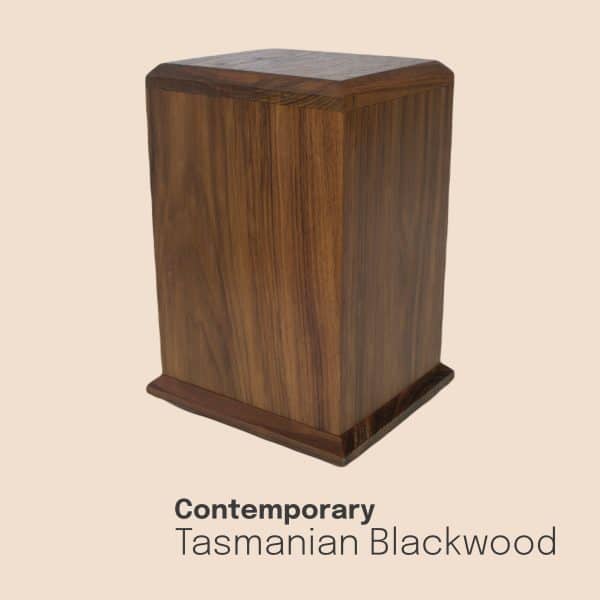 The diverse colours in this Australian native timber accentuates the modern look of the Contemporary funeral urn.