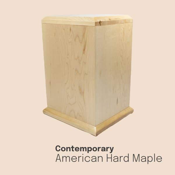 Premium, sustainably harvested American Maple is our lightest timber. The beautiful grain is accentuated in the modern lines of our Contemporary funeral urn.