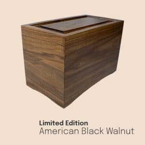 The rich, dark grain of this premium imported timber is unique and adds depth and beauty to this Limited Edition Funeral Urn.